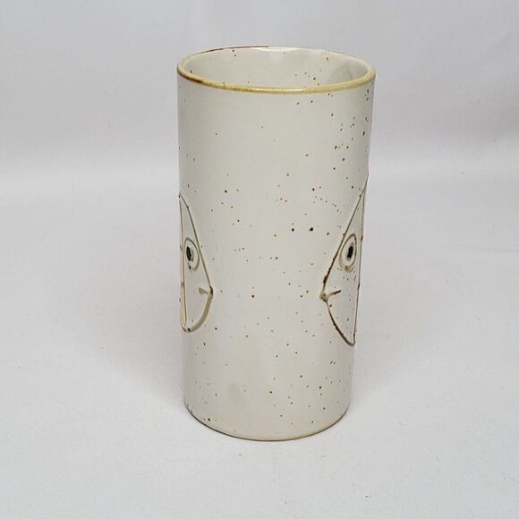 Fish Coffee Mug Cream Brown Yellow Speckle Studio Look 5 1/2" X 2 3/4 - Picture 2 of 6